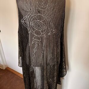 Mesh Black Metallic Kimono Cardigan